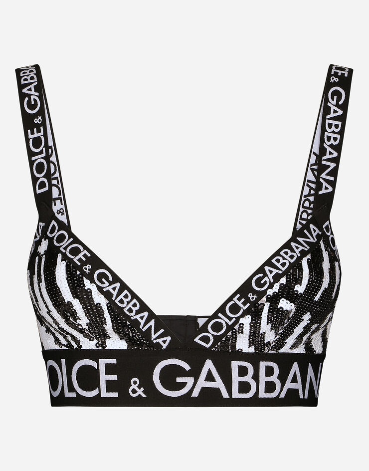 Sequined zebra-patterned bra - 1