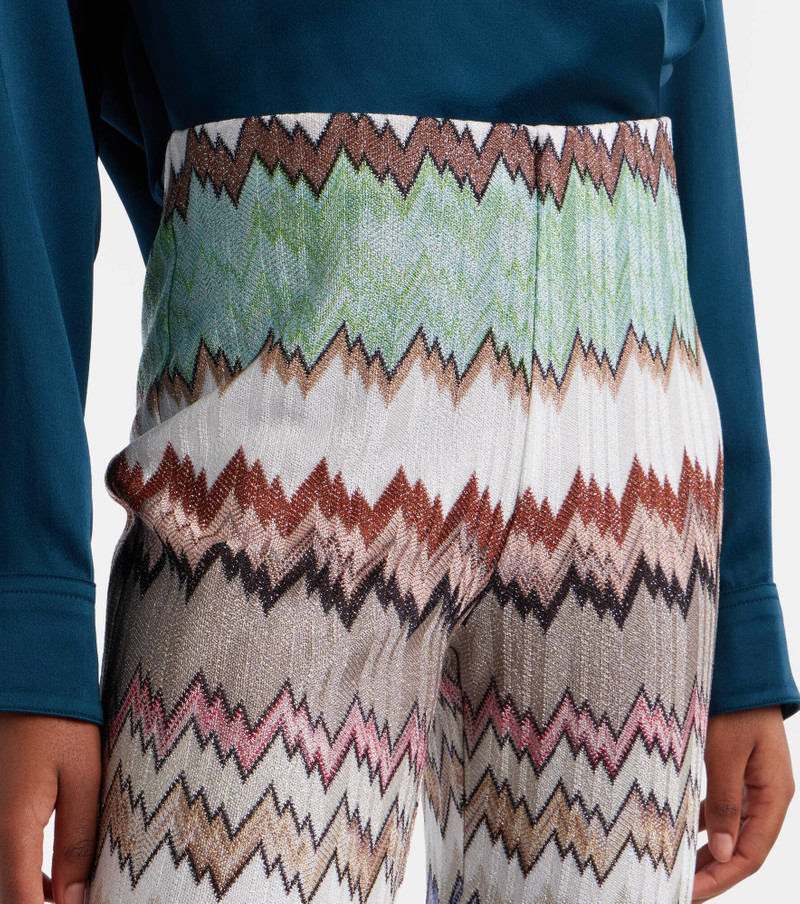 Zigzag lamé cropped straight pants 4