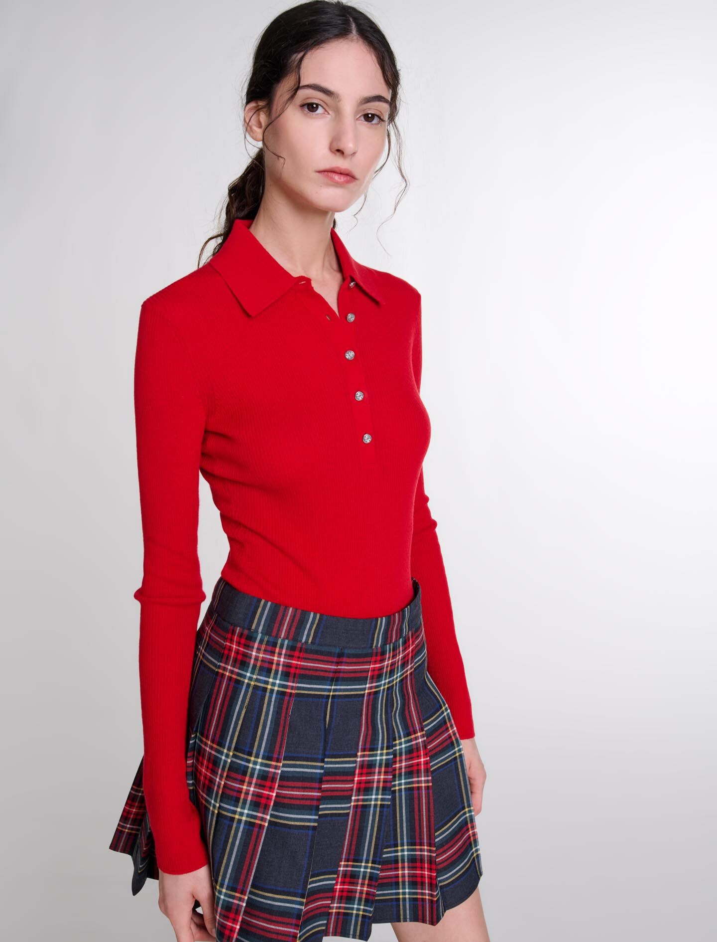 Short tartan print skirt - 5