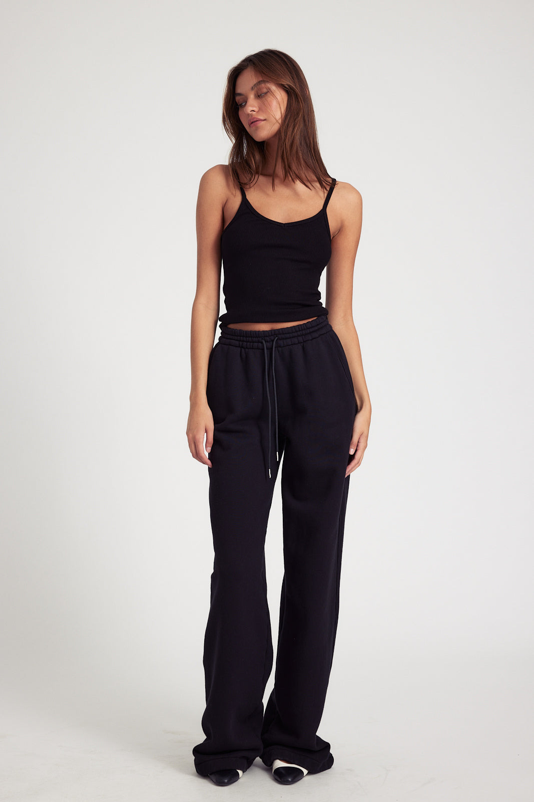 BLACK RIB V-NECK TANK - 3