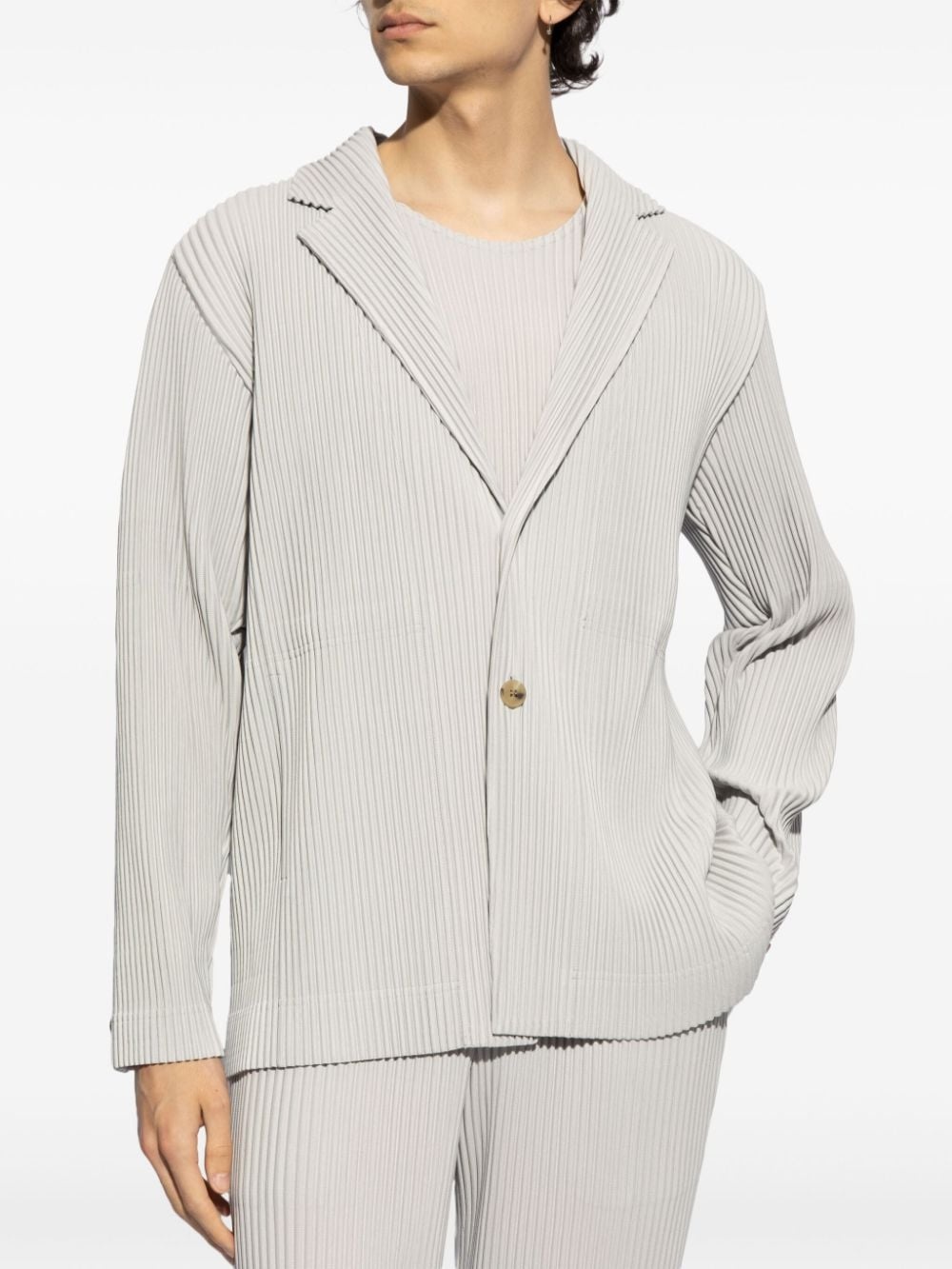 plissé-effect single-breasted blazer - 3