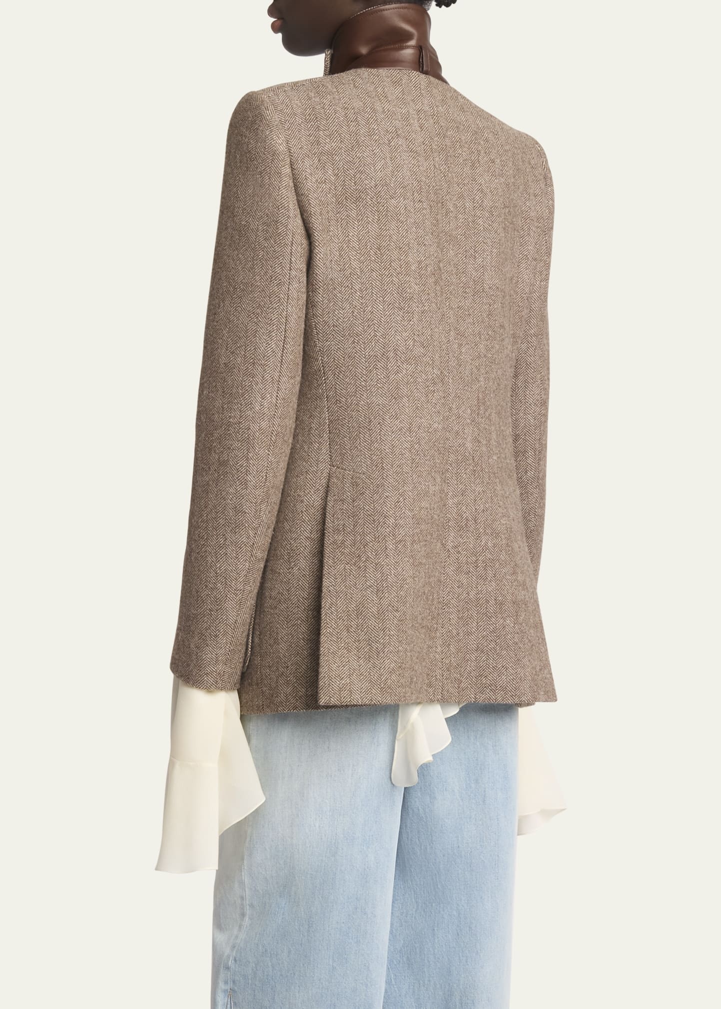 Herringbone Boyish Wool Jacket - 3