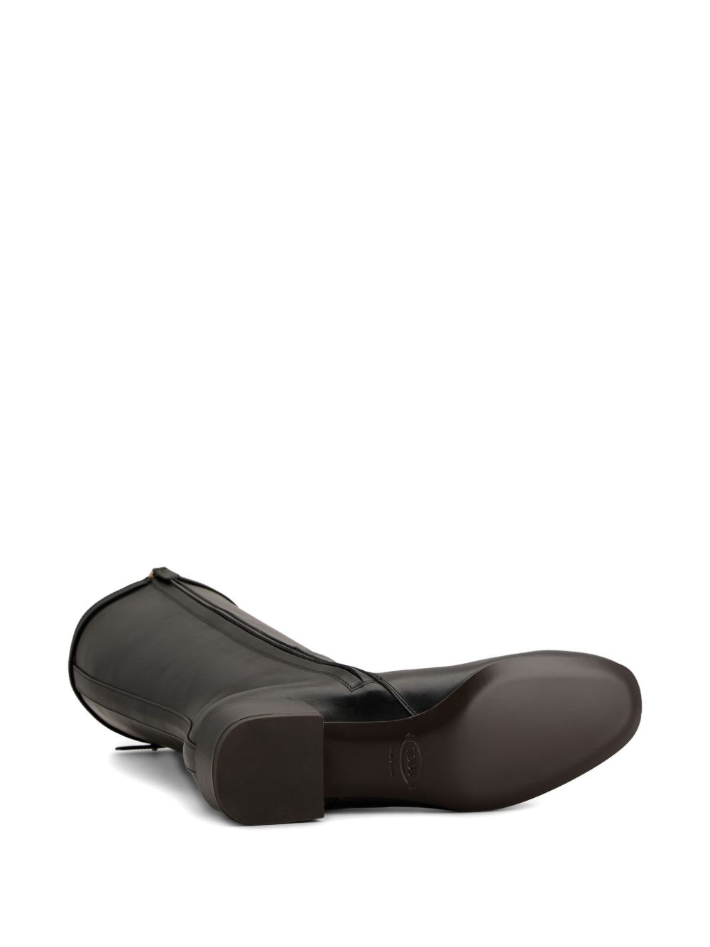 logo-strap leather boots - 5