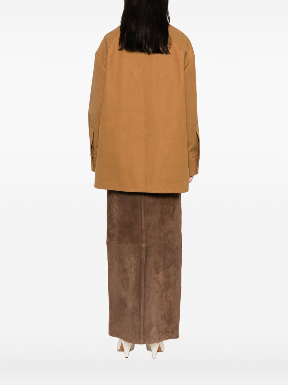 Faux suede leather overshirt - 4