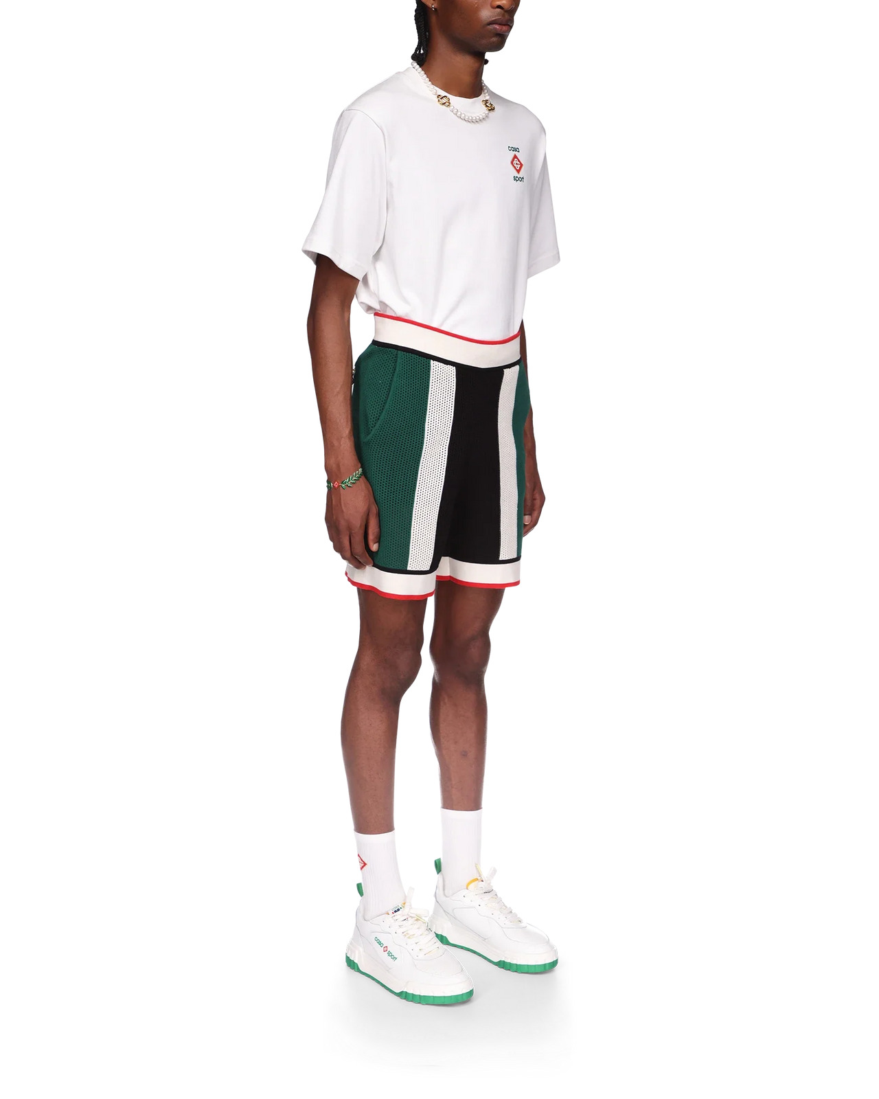 Striped Mesh Shorts - 5