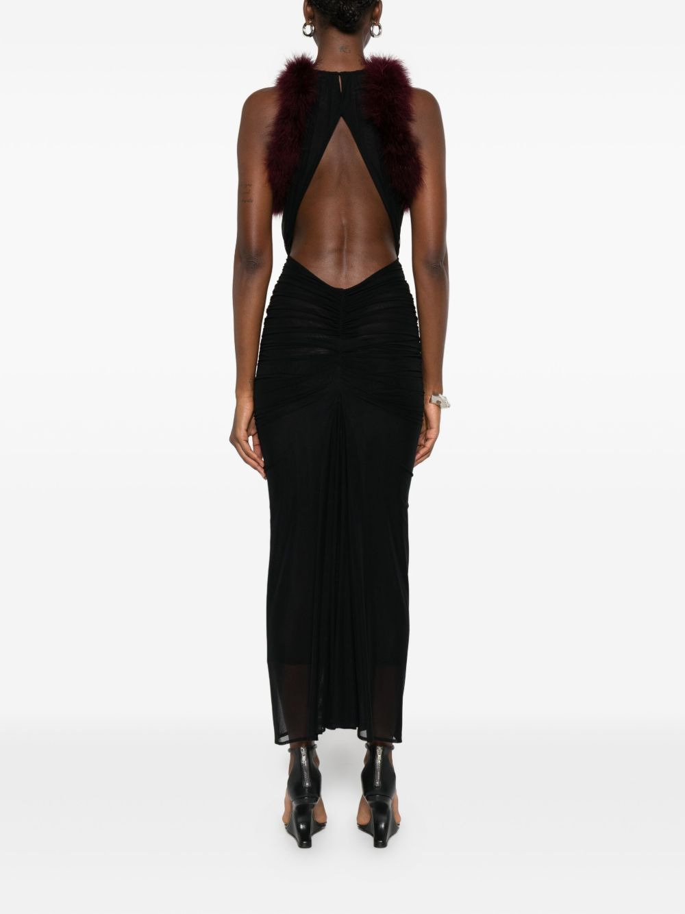 trimmed gathered dress - 4