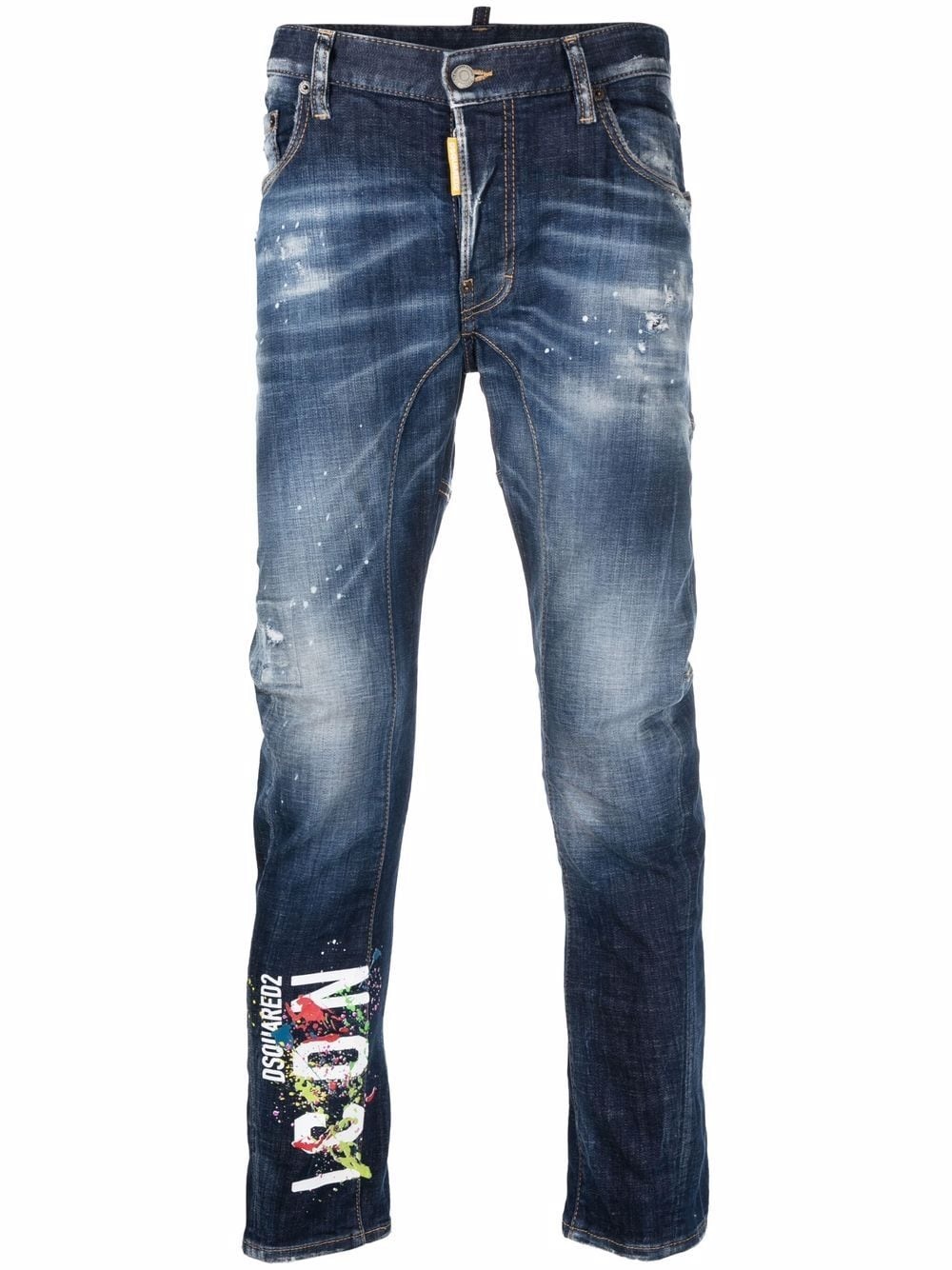 logo-print distressed skinny jeans - 1