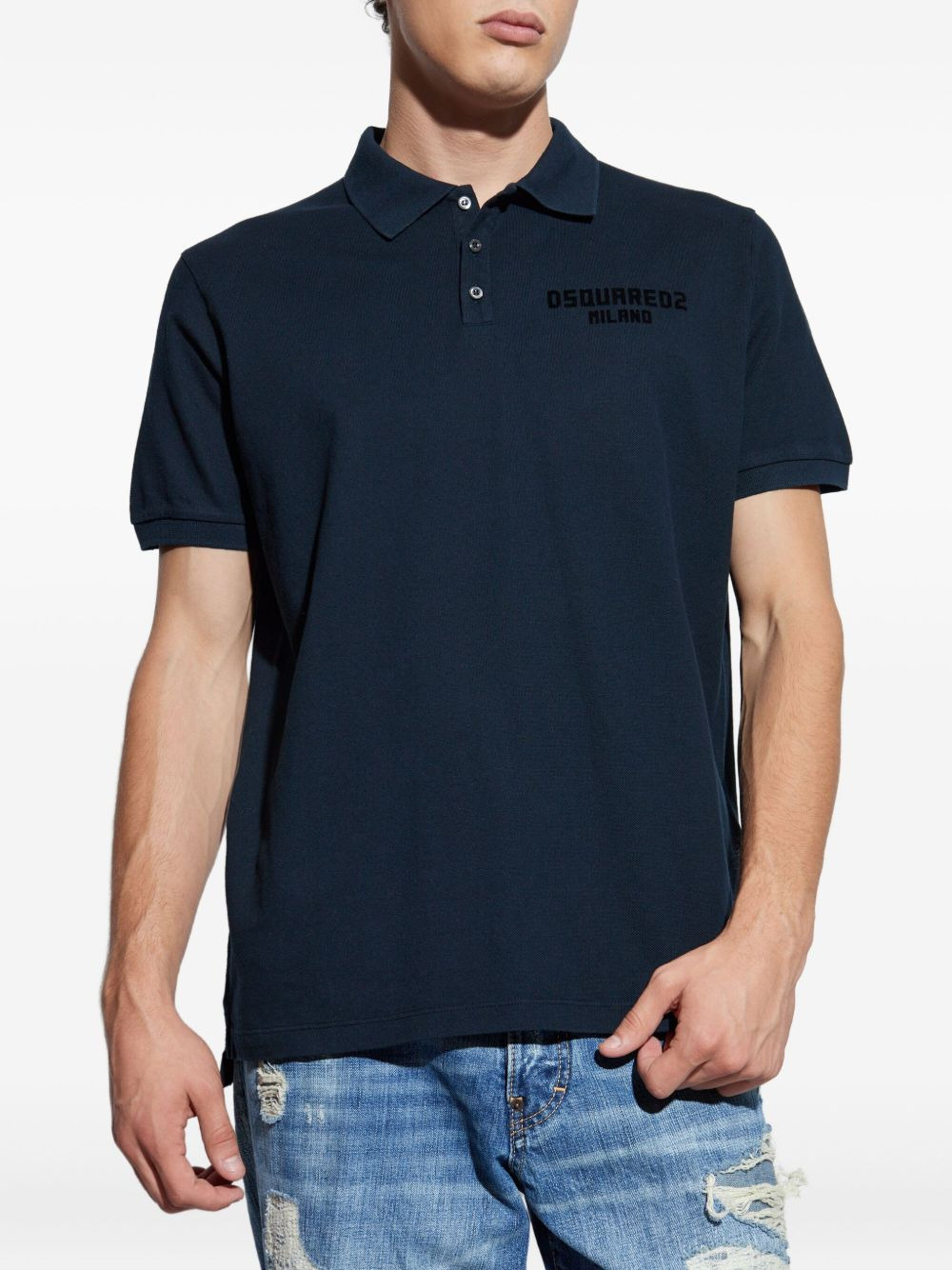 logo-print polo shirt - 3