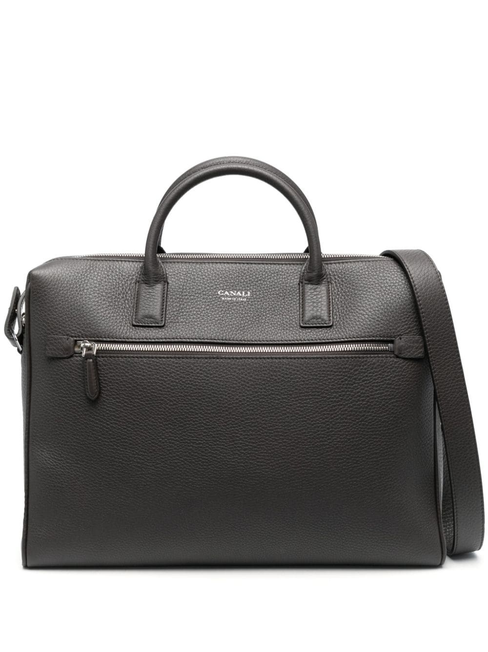 logo-stamp grained-leather briefcase - 1