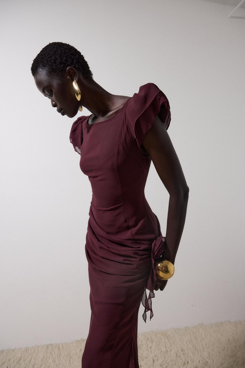 FLORENTINE MAXI DRESS IN EARTH CHIFFON 6