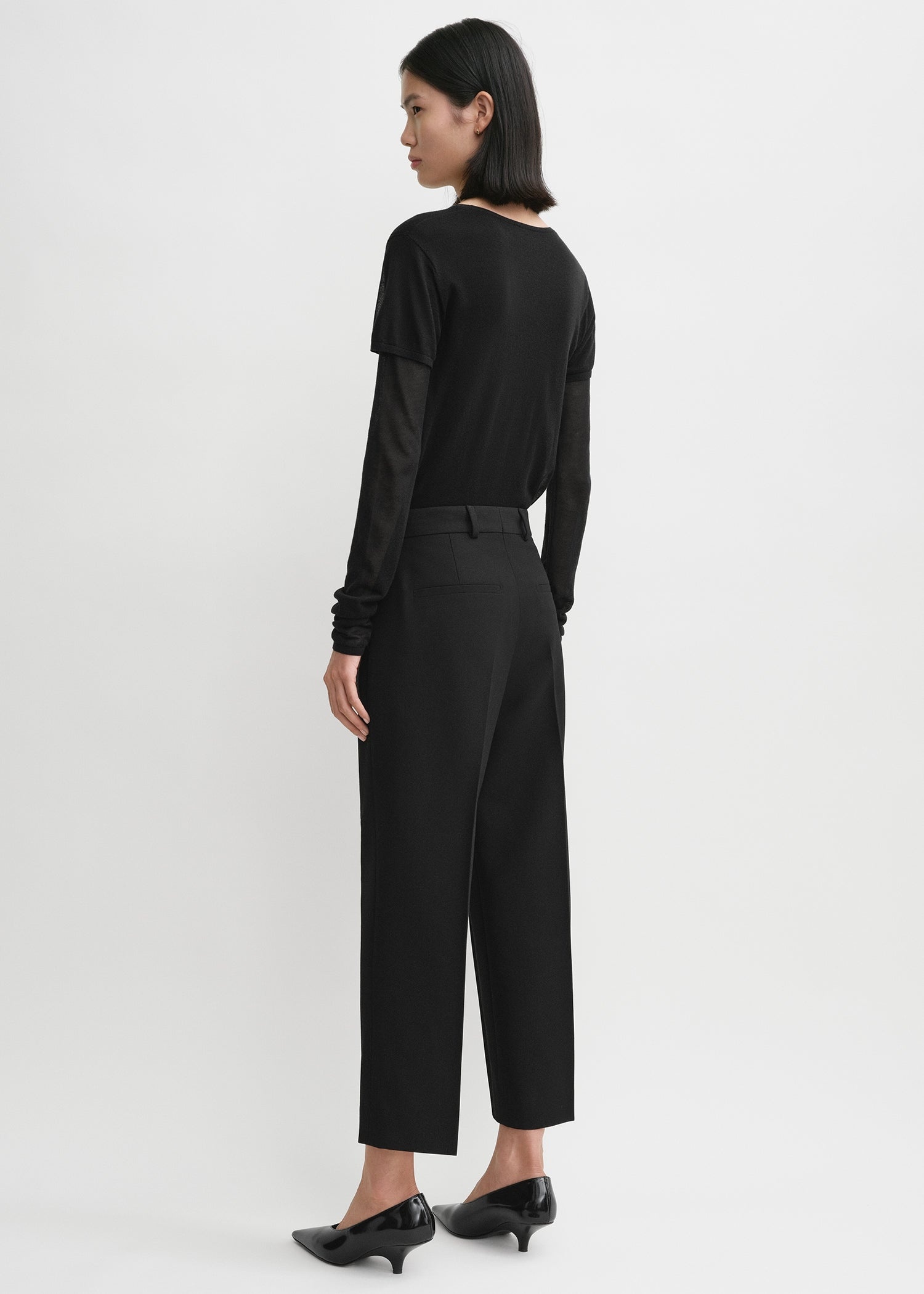 Straight cropped trousers black - 4