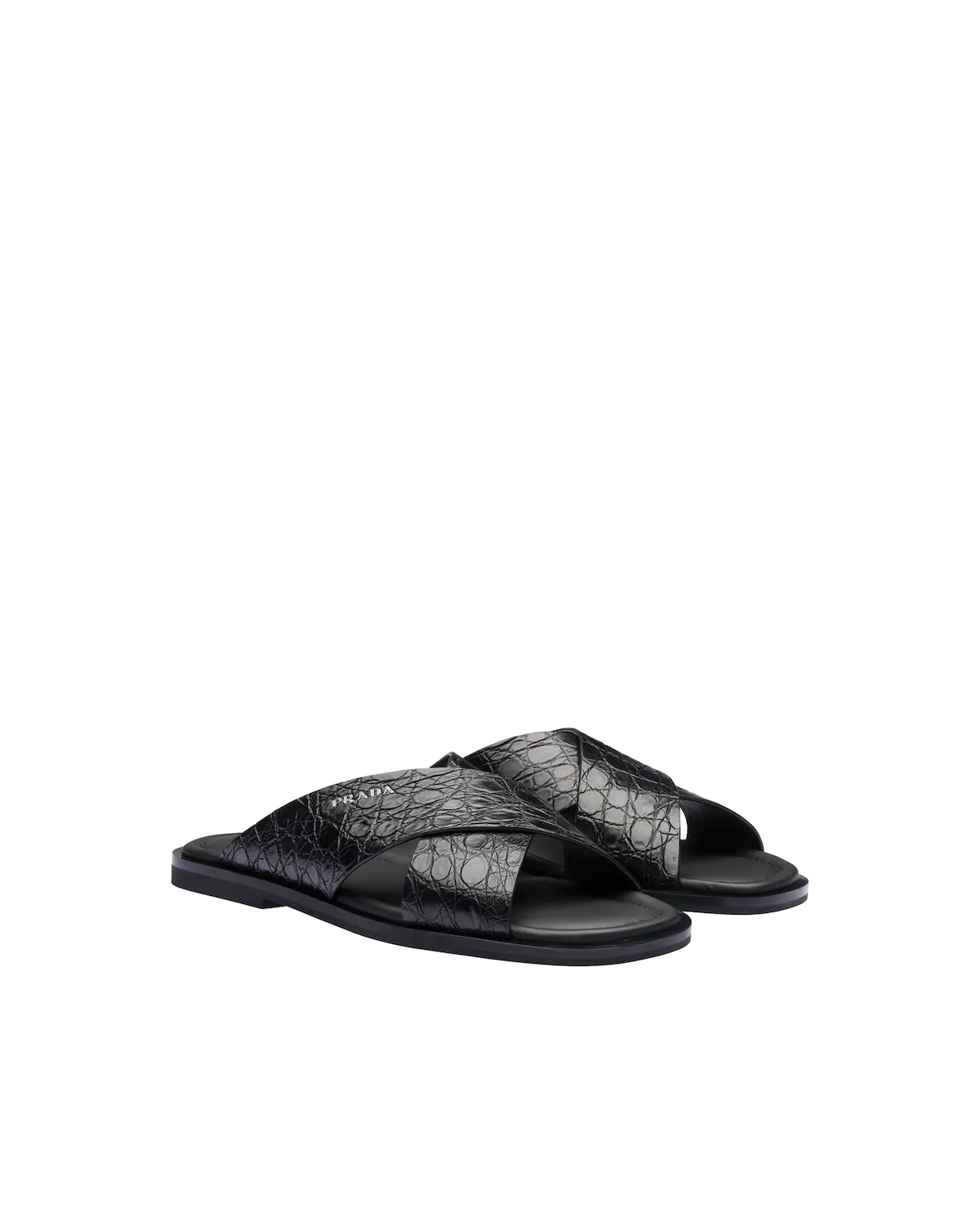 Crocodile leather slides - 1