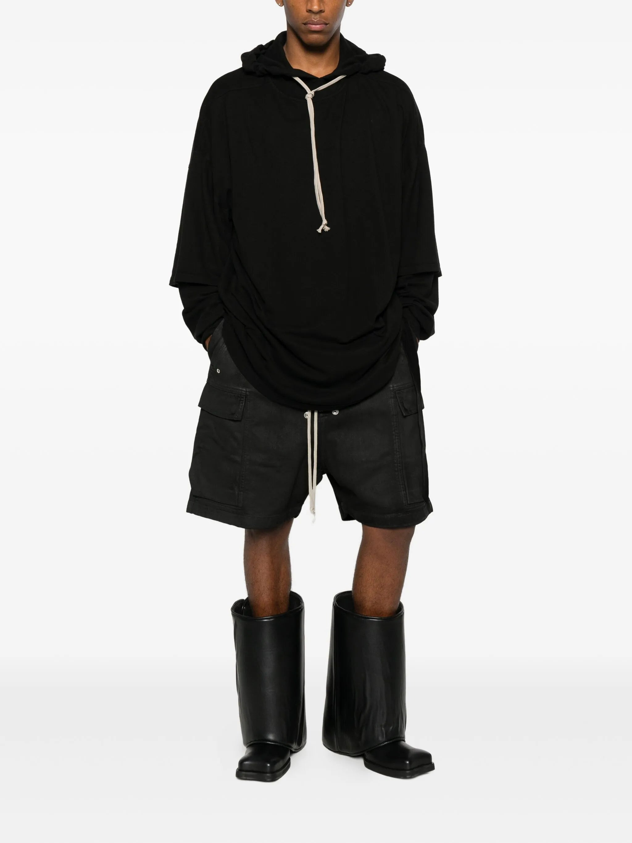 Rick Owens Drkshdw Tommy Layered Drawstring Hoodie - 2