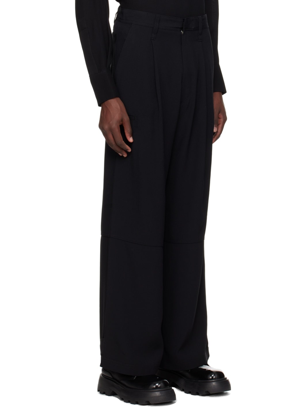 Black Pleated Cargo Pants - 2