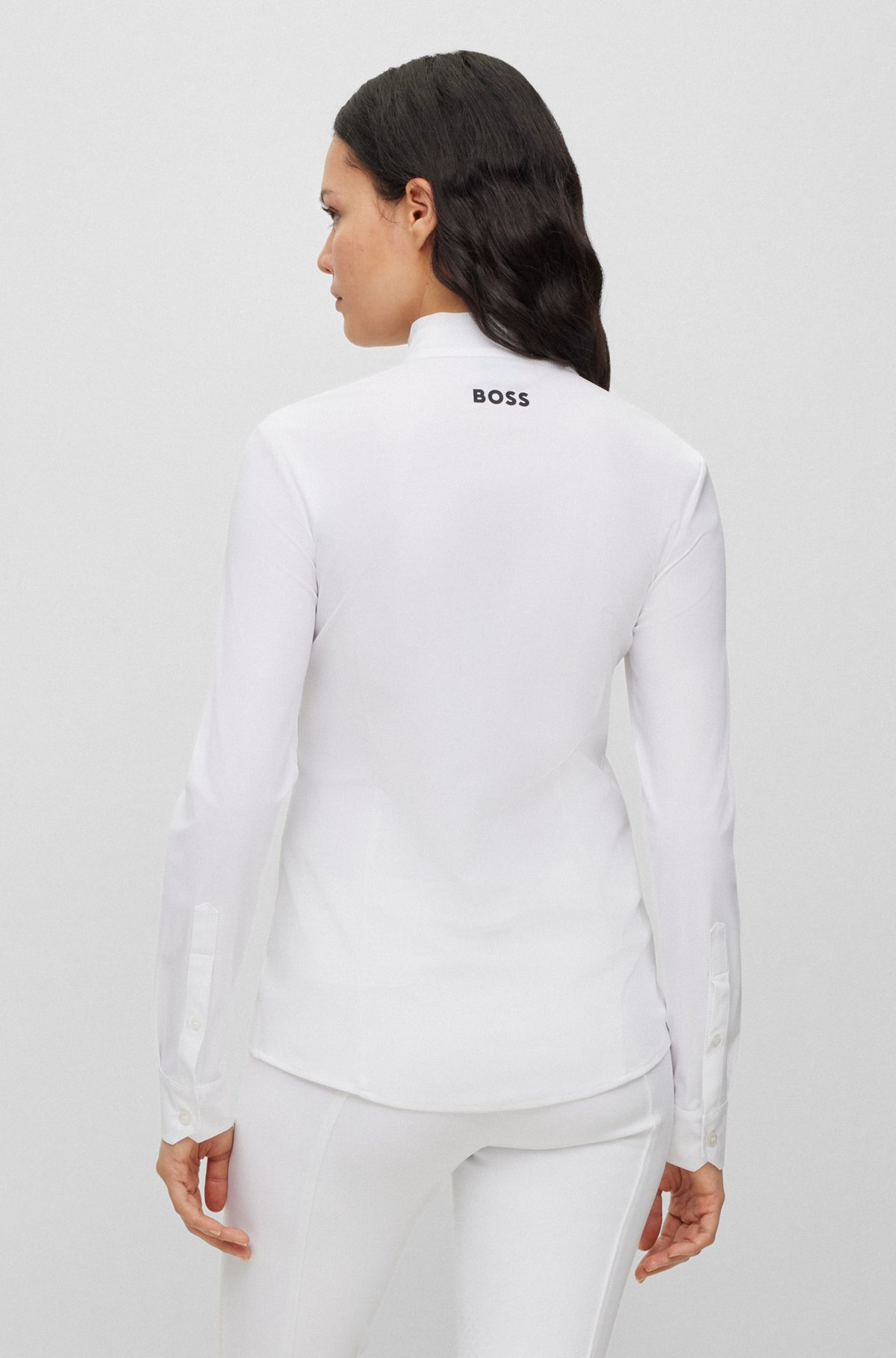 EQUESTRIAN SLIM-FIT SHOW BLOUSE IN MIXED MATERIALS - 4