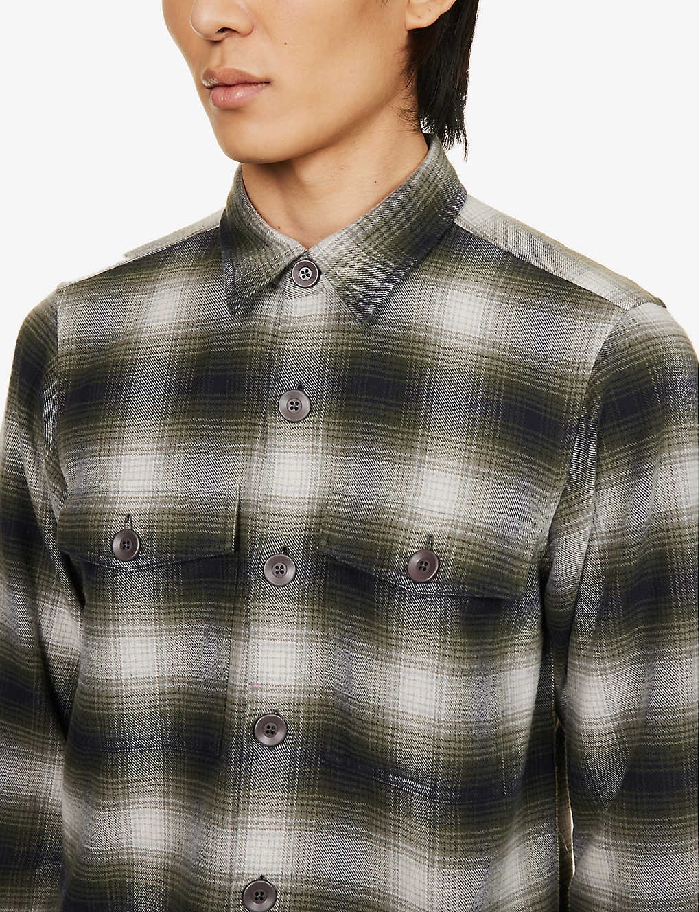 Plaid-patterned long-sleeved regular-fit cotton shirt - 5