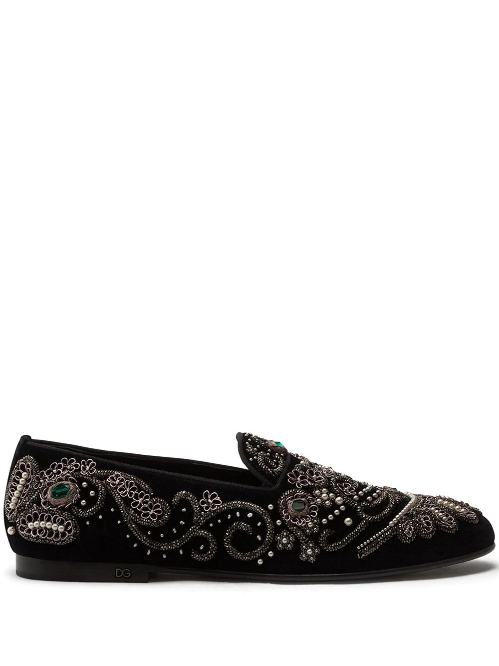 bead-embroidered slippers - 1