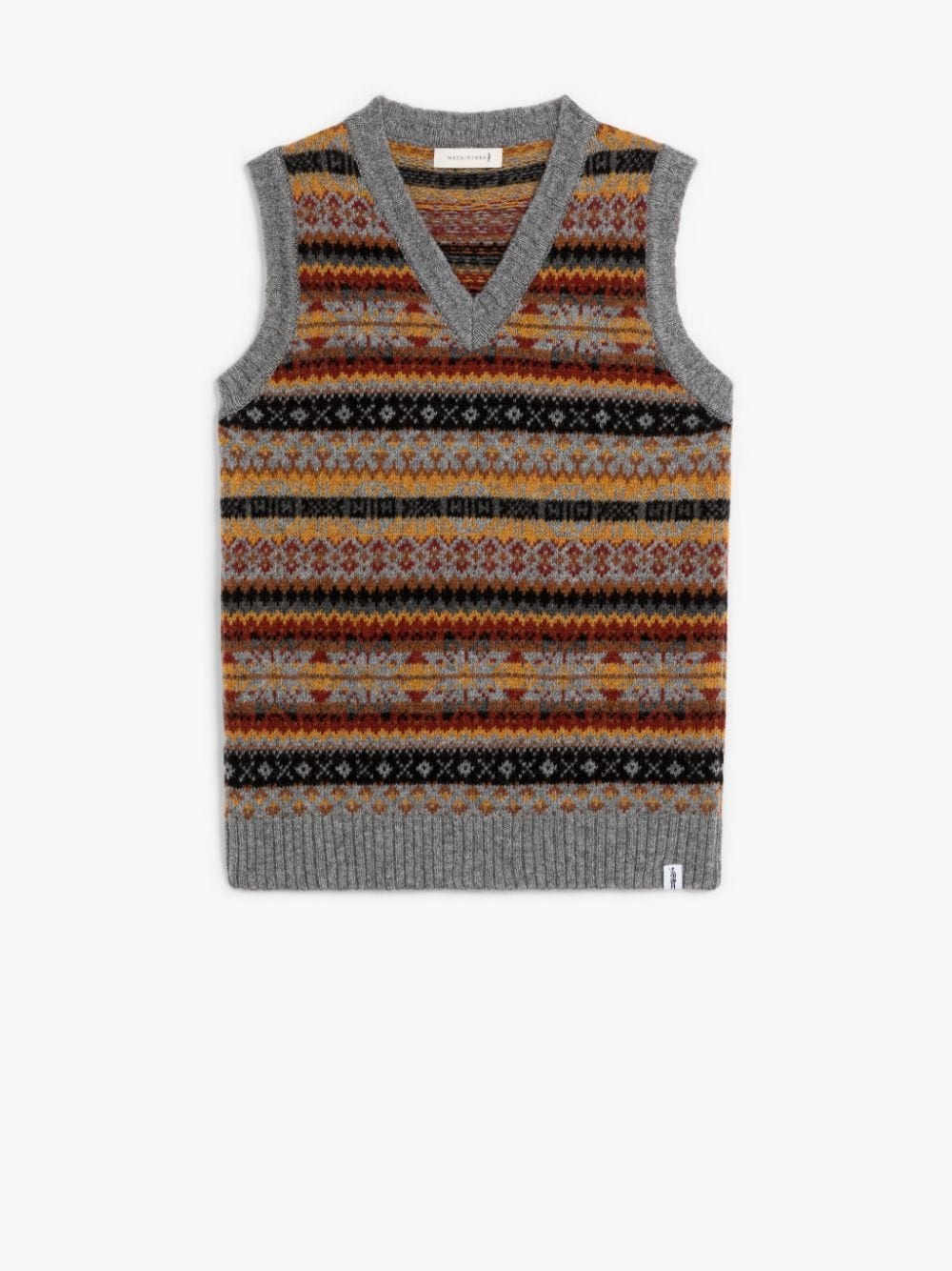 BURN TANK MEDIUM GREY WOOL FAIR ISLE VEST - 1