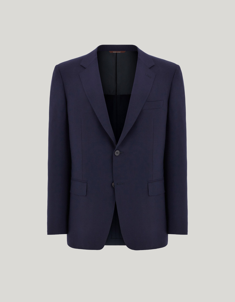 NAVY BLUE TRICOT-EFFECT COTTON JERSEY JACKET 161