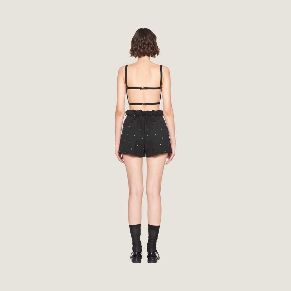Embroidered grain de poudre shorts - 2