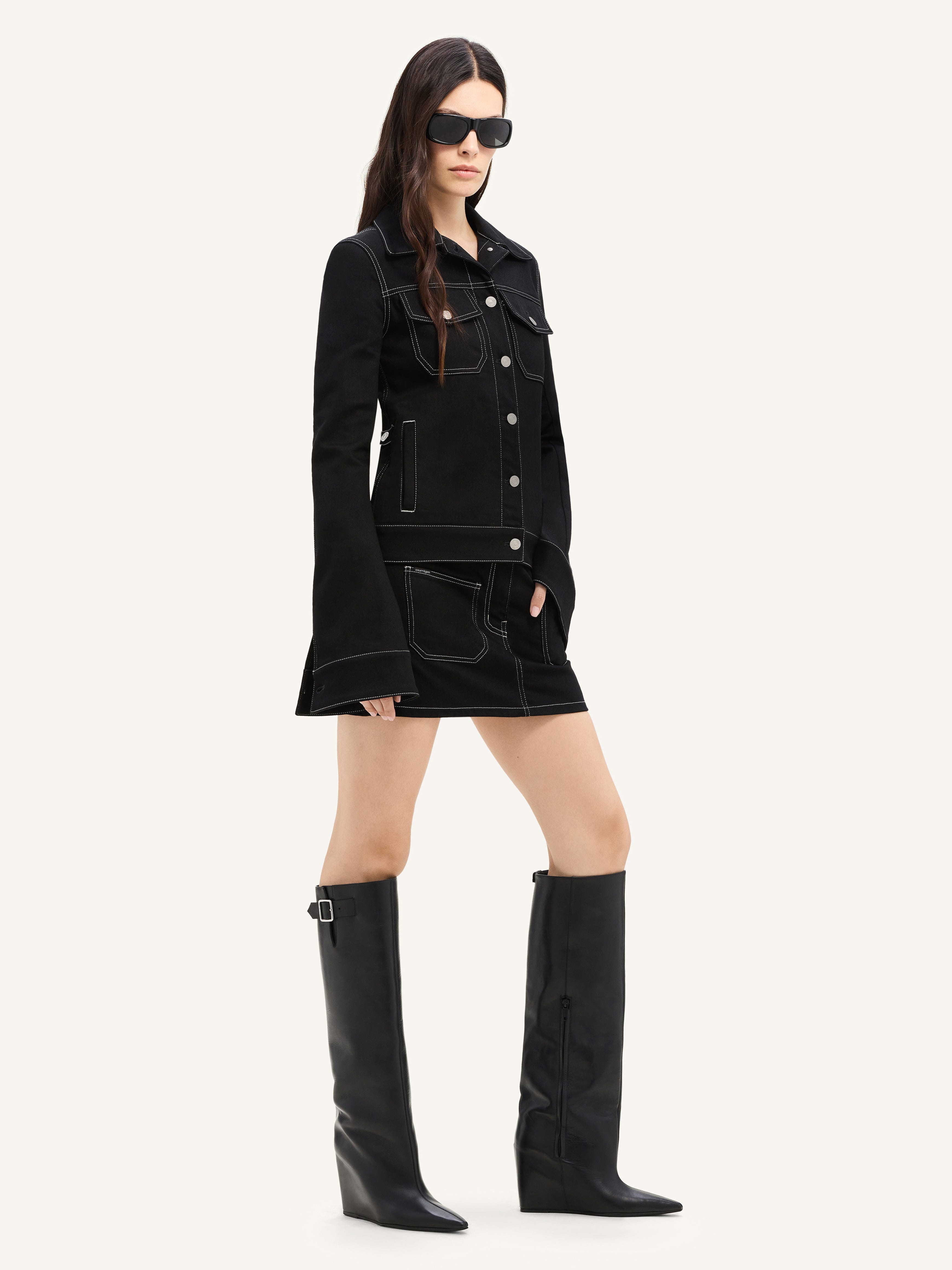 2-POCKET TOPSTITCHED DENIM MINI SKIRT - 3