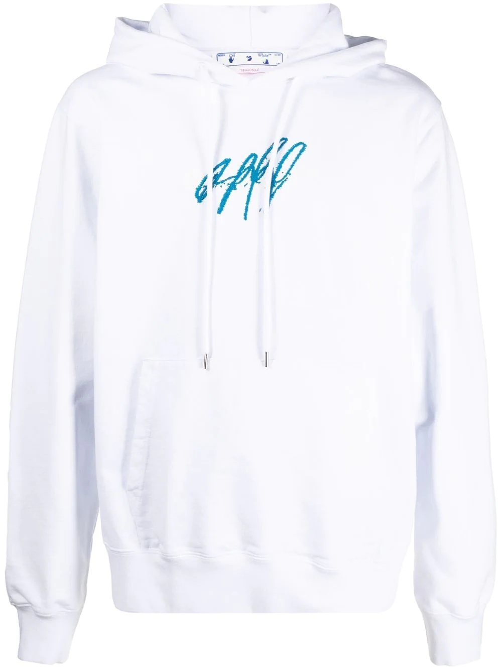 embroidered drawstring hoodie - 1