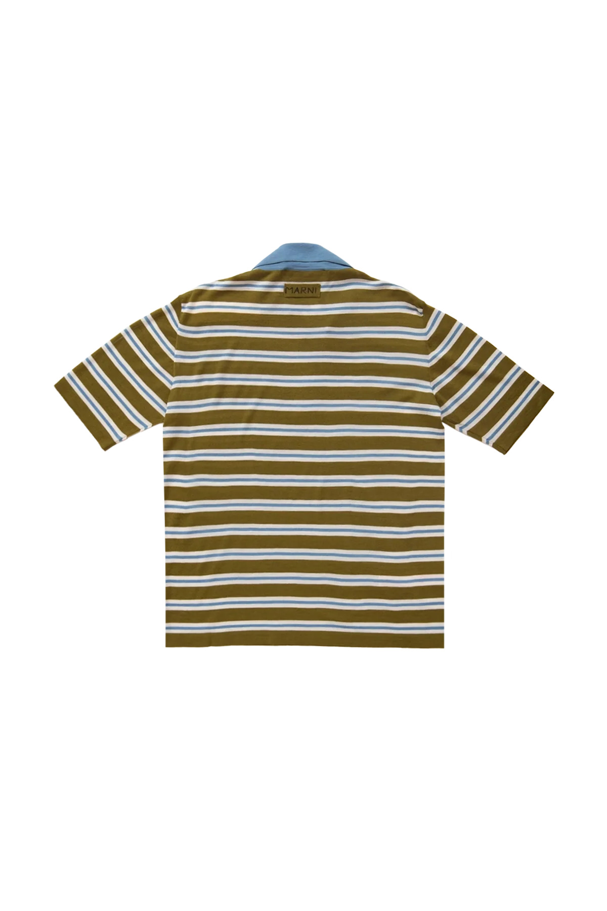 Marni Ribbed Stripe Light Wool Polo Shirt Grass - 2