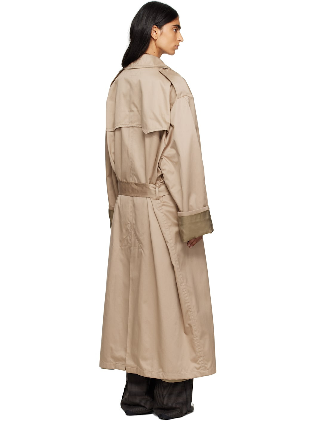 Beige Cotton Trench Coat - 3