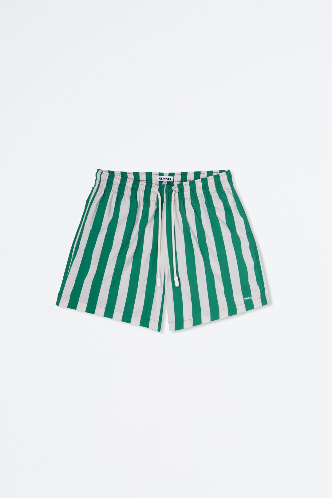 GREEN & WHITE STRIPED SWIMSHORTS - 1