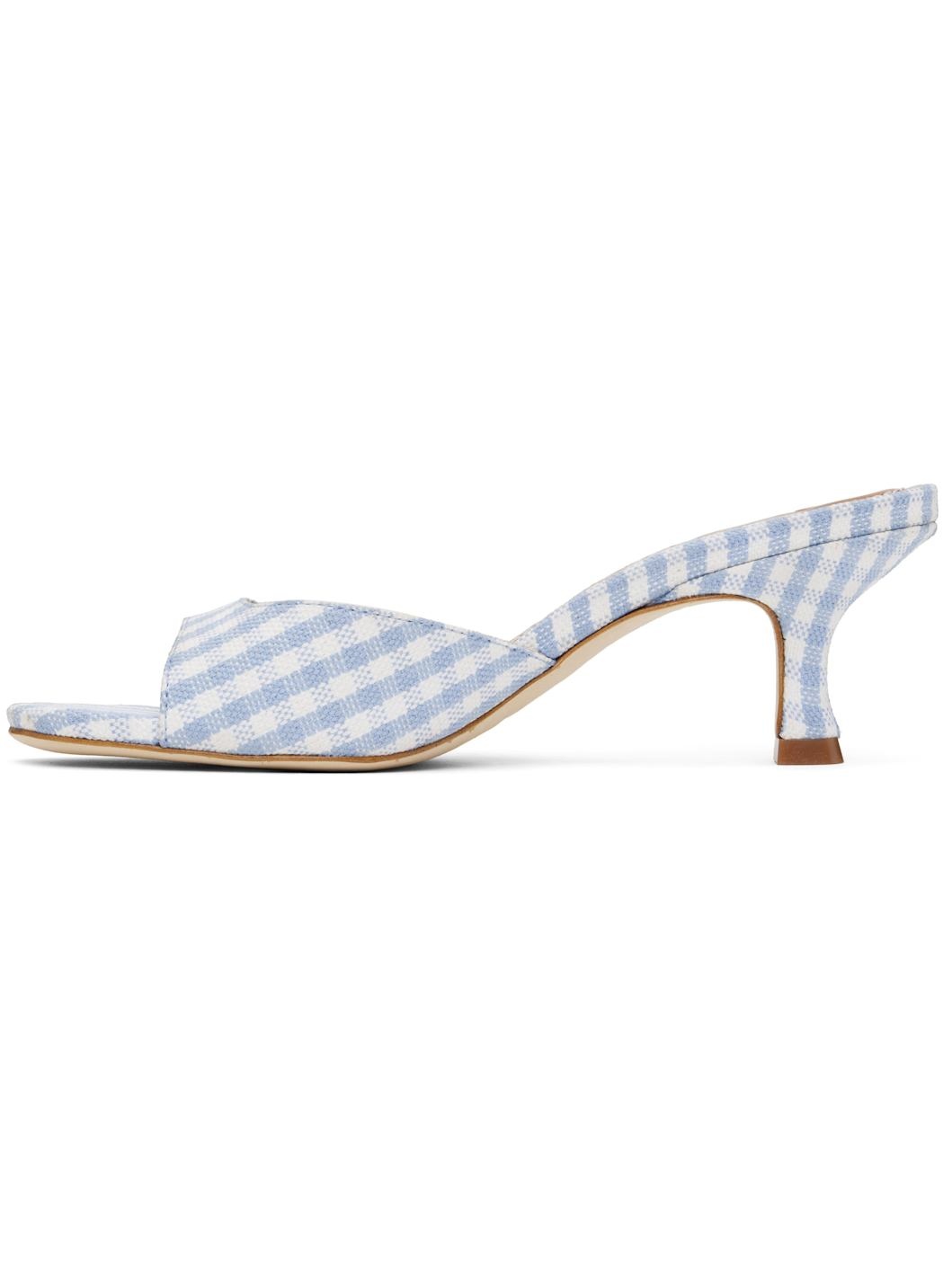 Blue & White Brigitte Mules - 3