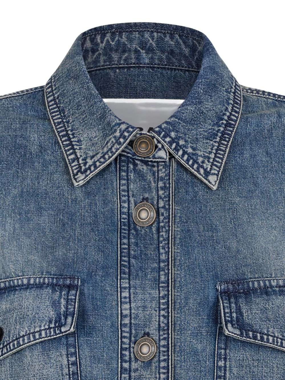 button-fastening denim coat - 3