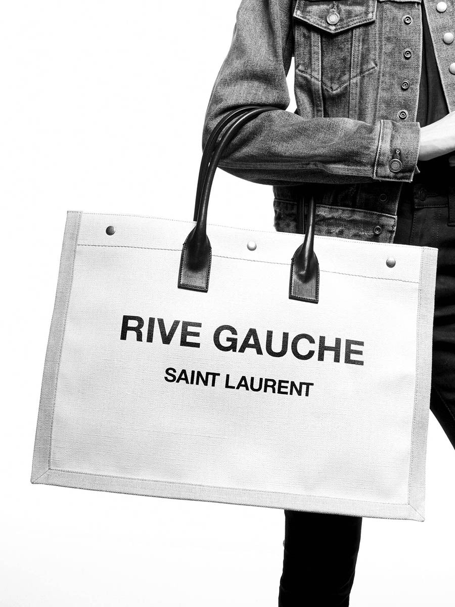 Rive Gauche Tote Bag in Linen and Leather - 5