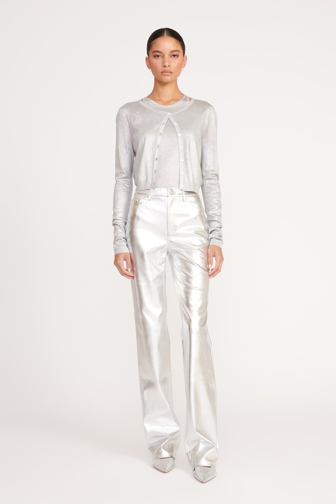 STAUD DEANNA CARDIGAN SILVER - 3