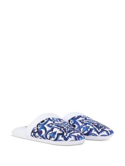 Dolce & Gabbana Barocco-print terry-cloth slippers outlook
