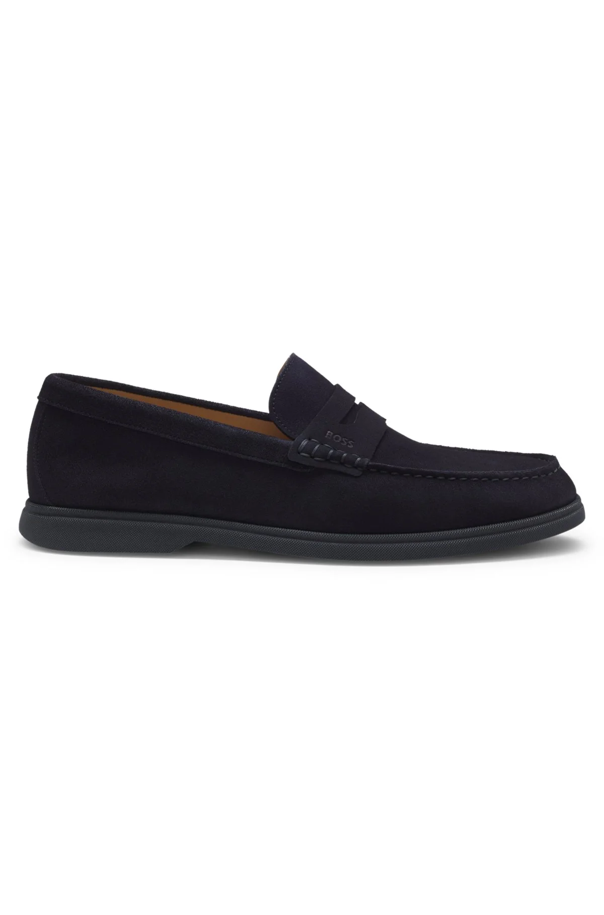 SUEDE LOAFERS WITH LOGO PENNY TRIM - 1