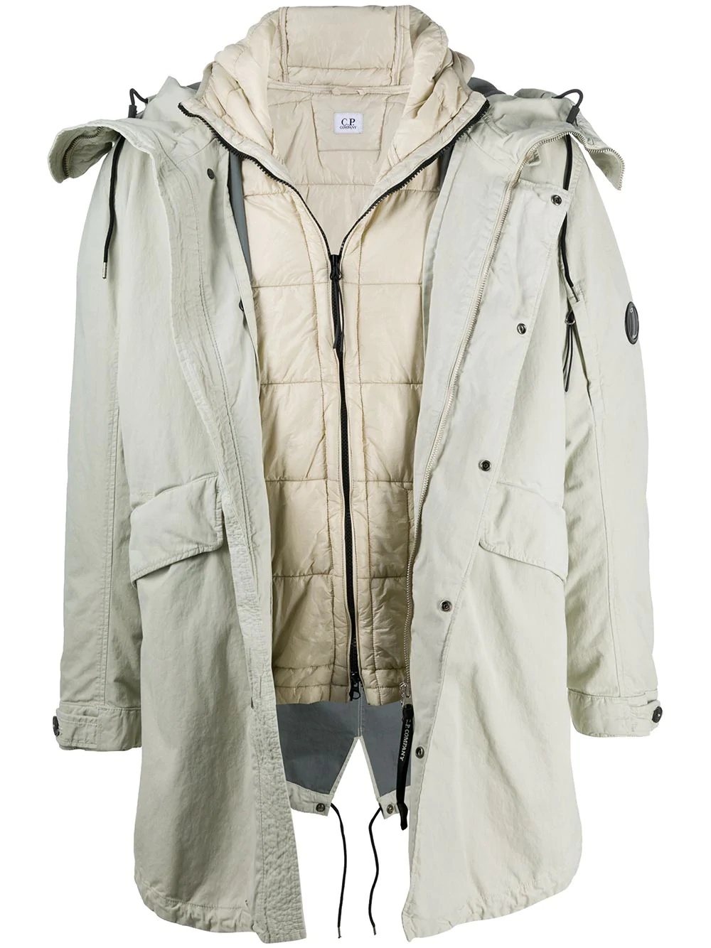 layered padded rain coat - 1