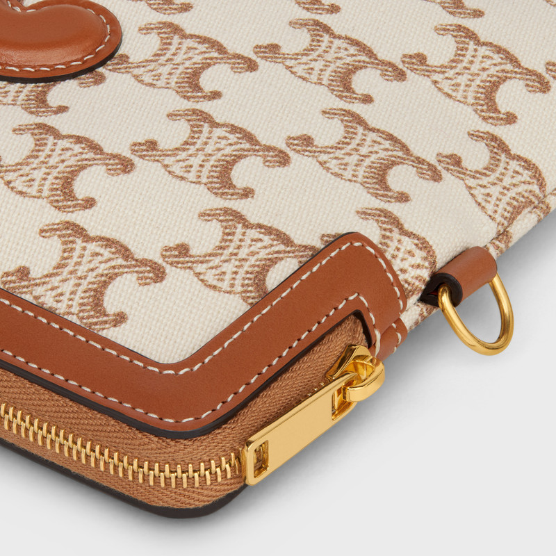 SMALL POUCH WITH STRAP in TEXTILE WITH TRIOMPHE PRINT AND CALFSKIN 5