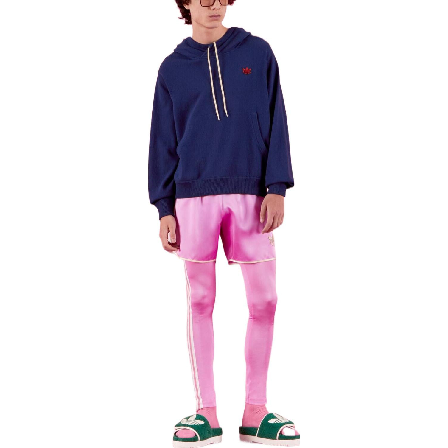 Men's Gucci x adidas Crossover SS22 Solid Color Logo Embroidered Loose Casual Long Sleeves Blue 7004 - 2