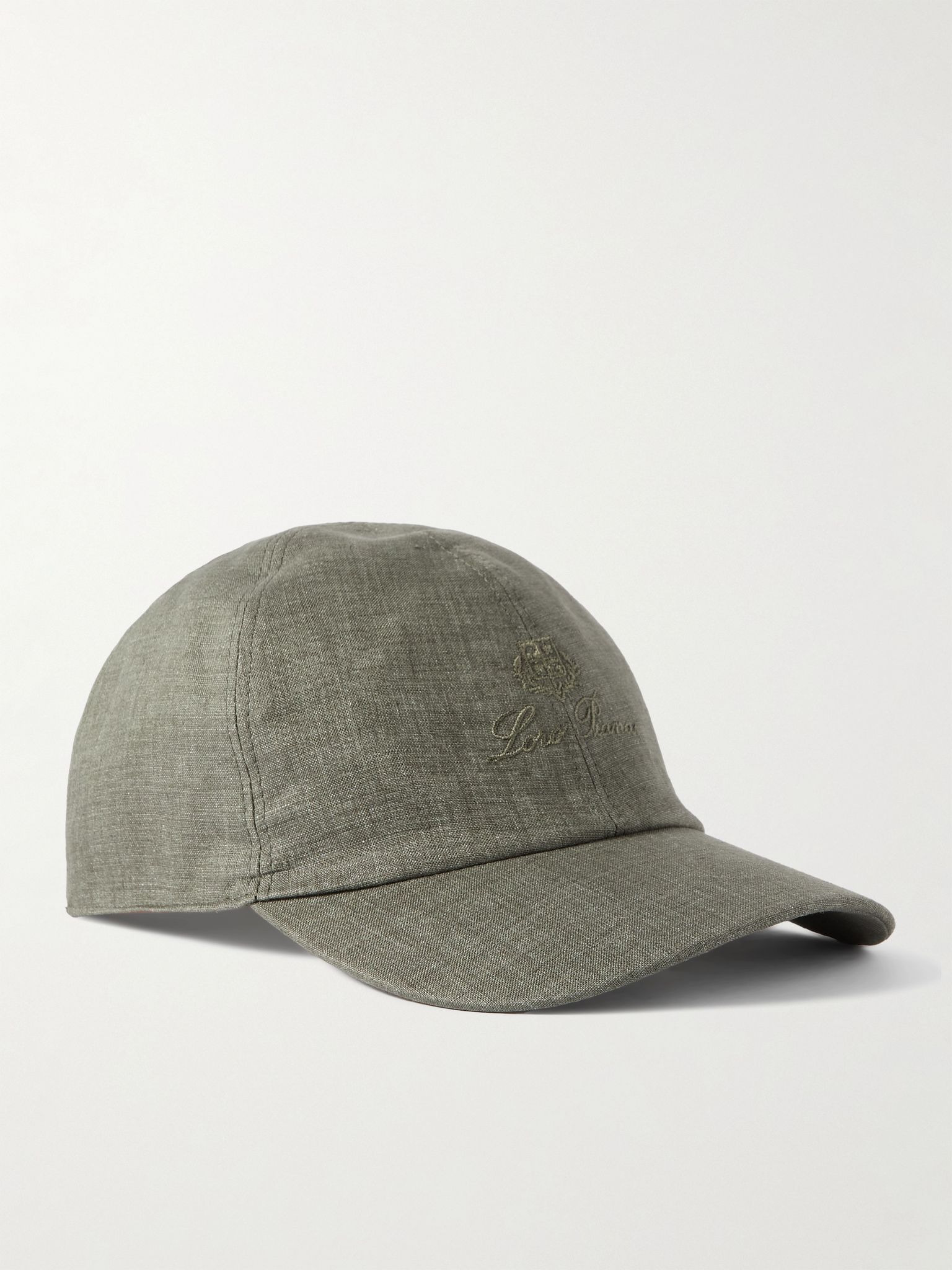 Logo-Embroidered Linen Baseball Cap Green - 1