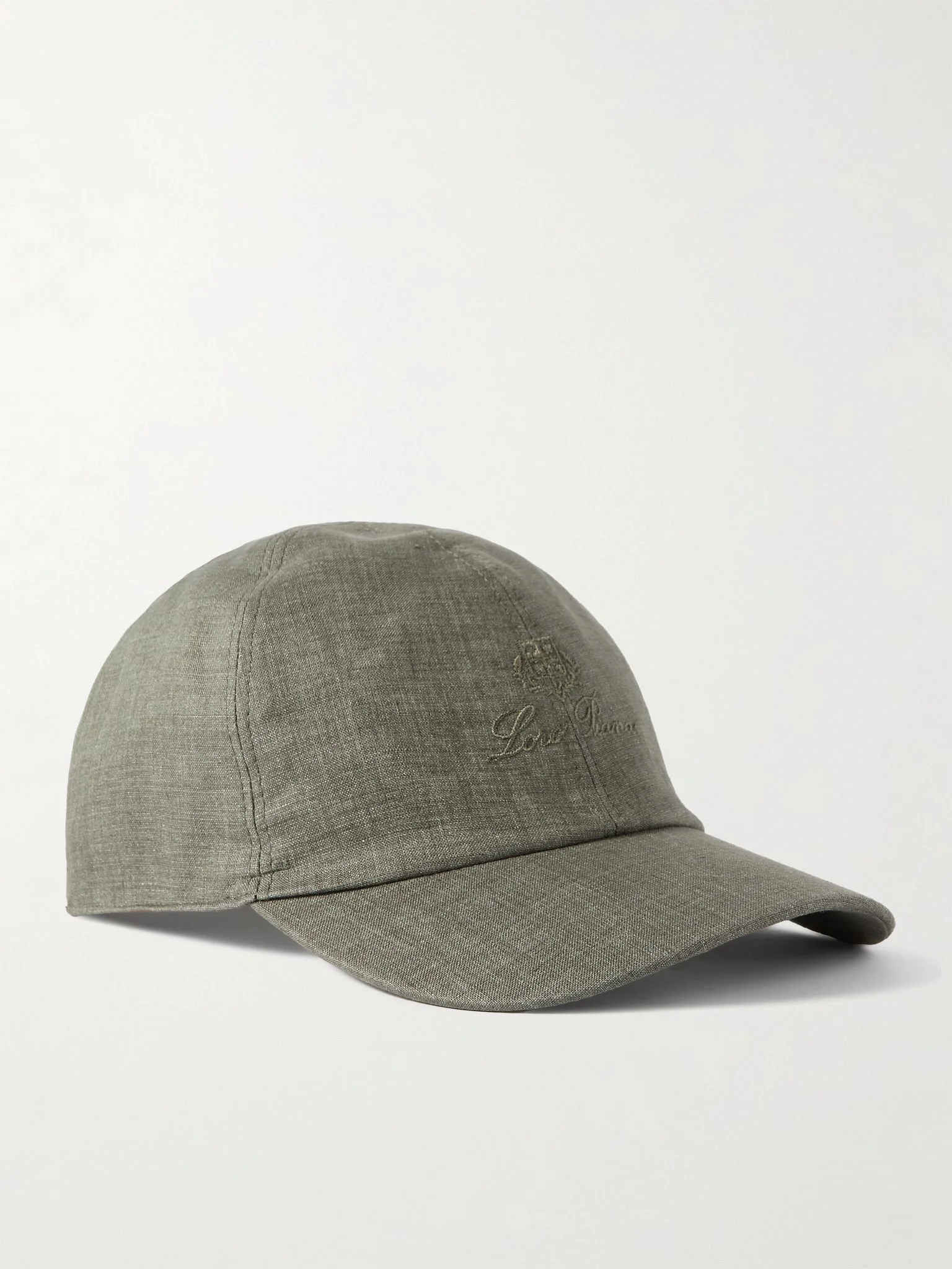 Logo-Embroidered Linen Baseball Cap Green - 1