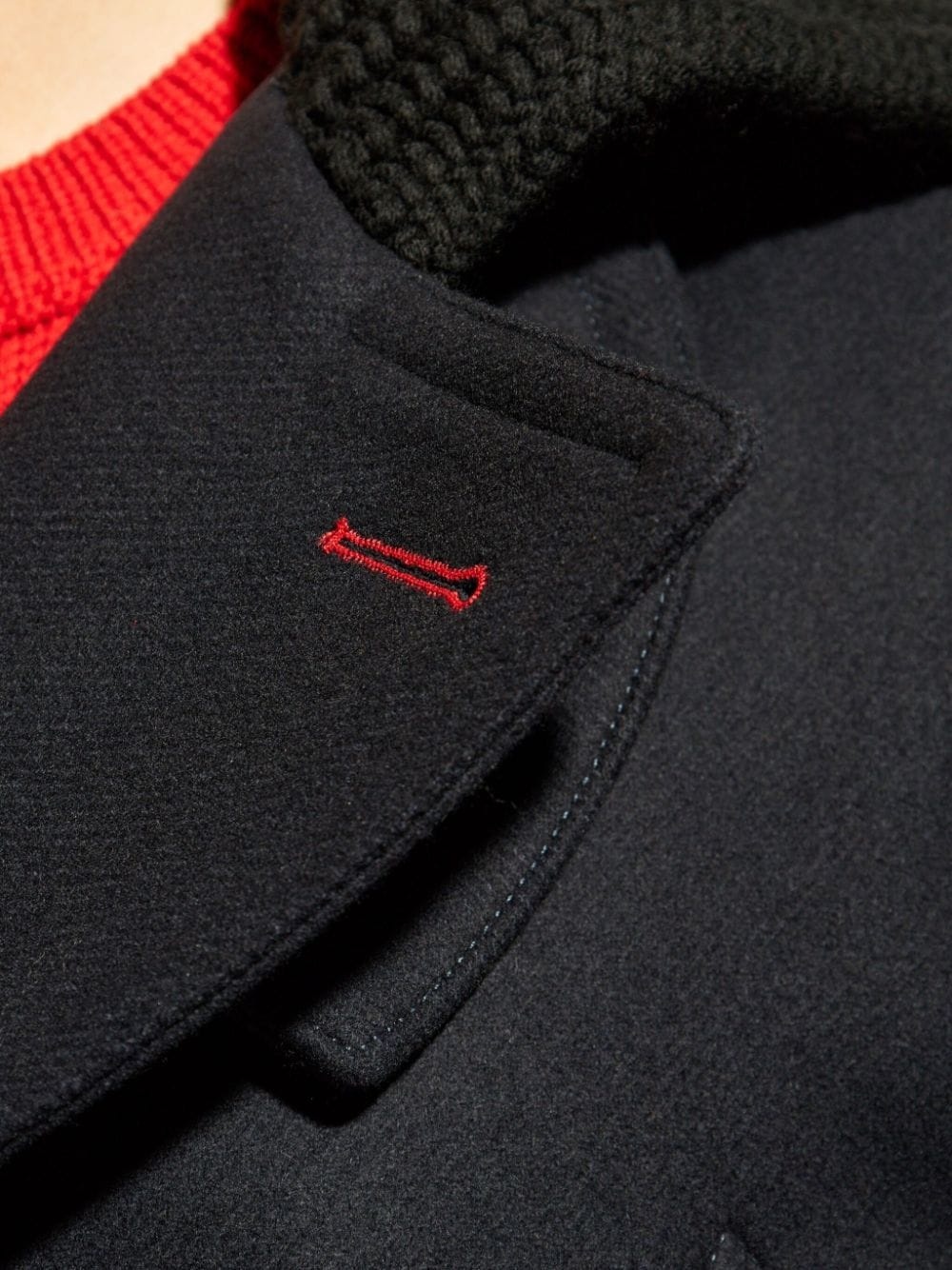 knit-panel double-breasted jacket - 5