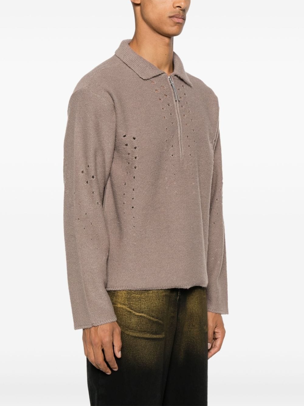 perforated-detail sweater - 3