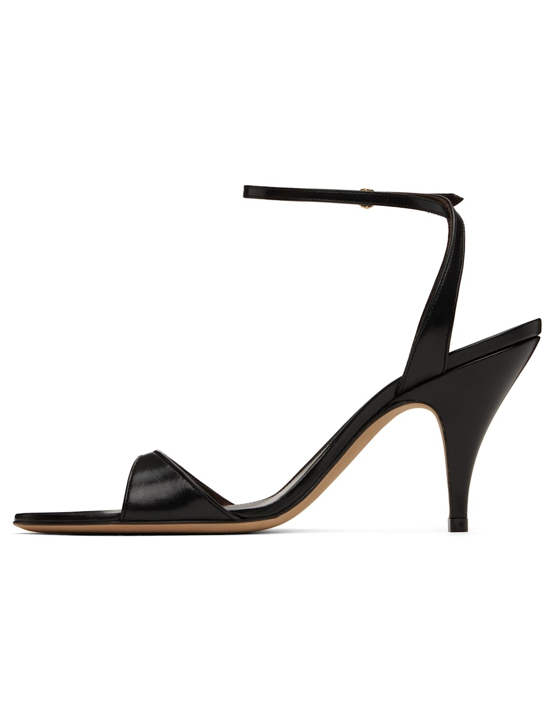 Black Vika Ankle Strap Heeled Sandals - 3