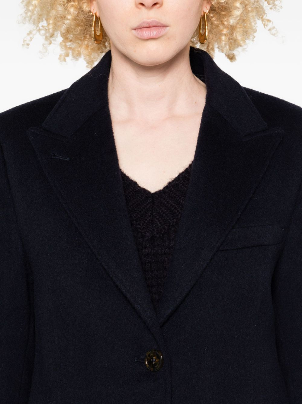 curved-pockets buttoned single-breasted coat - 5