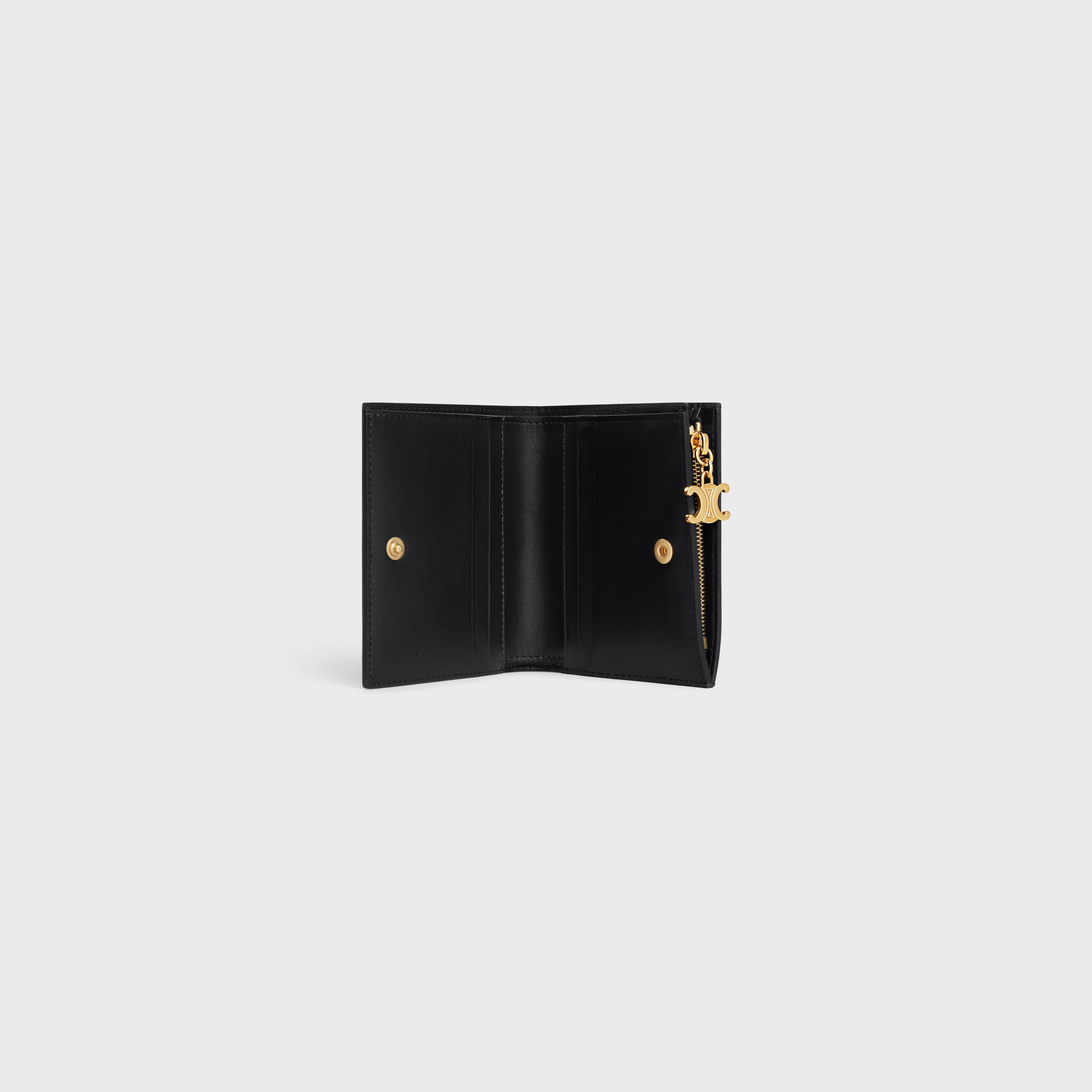 CELINE TRIOMPHE COMPACT WALLET TRIOMPHE CHARMS in SHINY