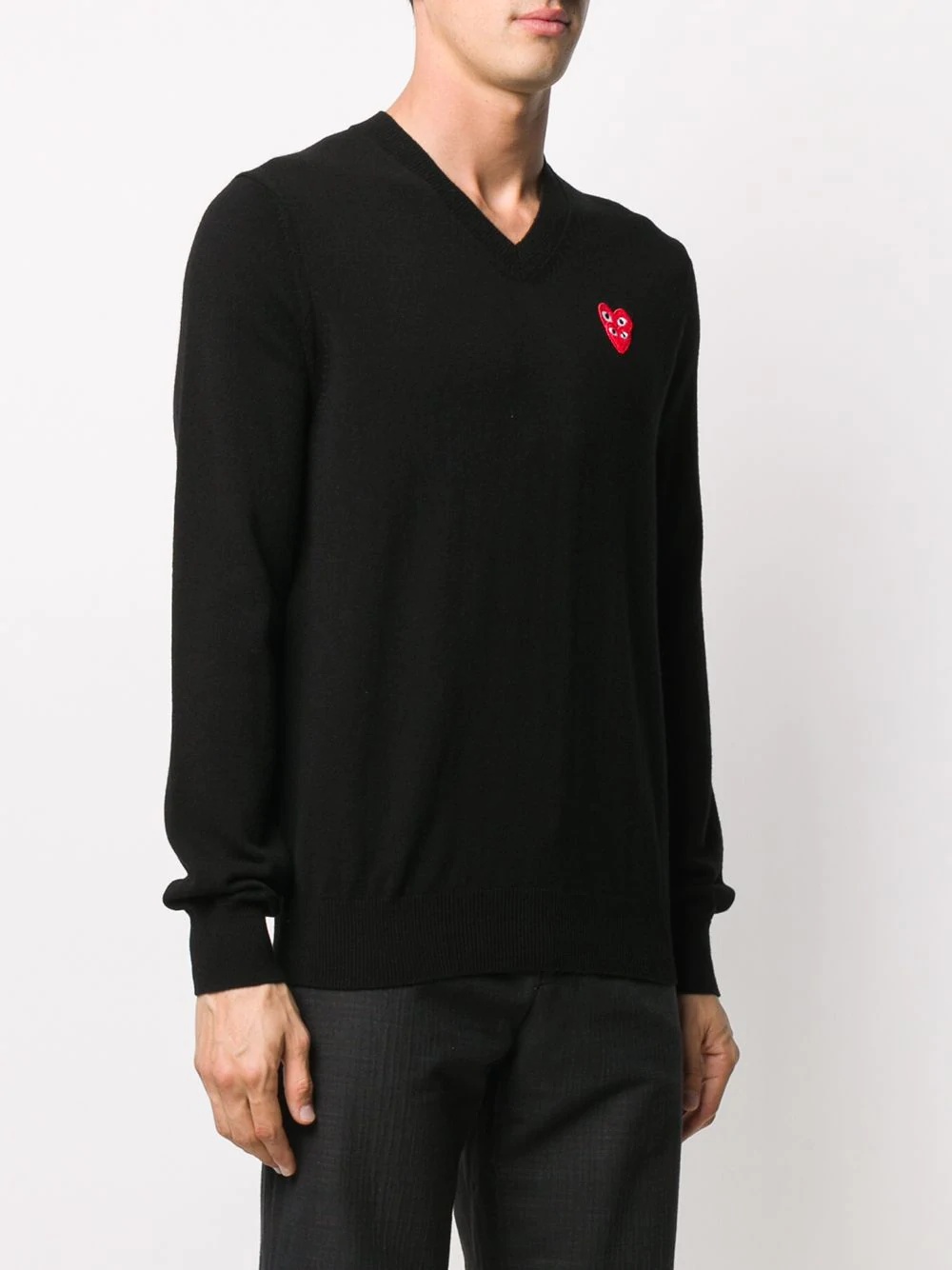 V-neck logo-patch knit jumper - 3