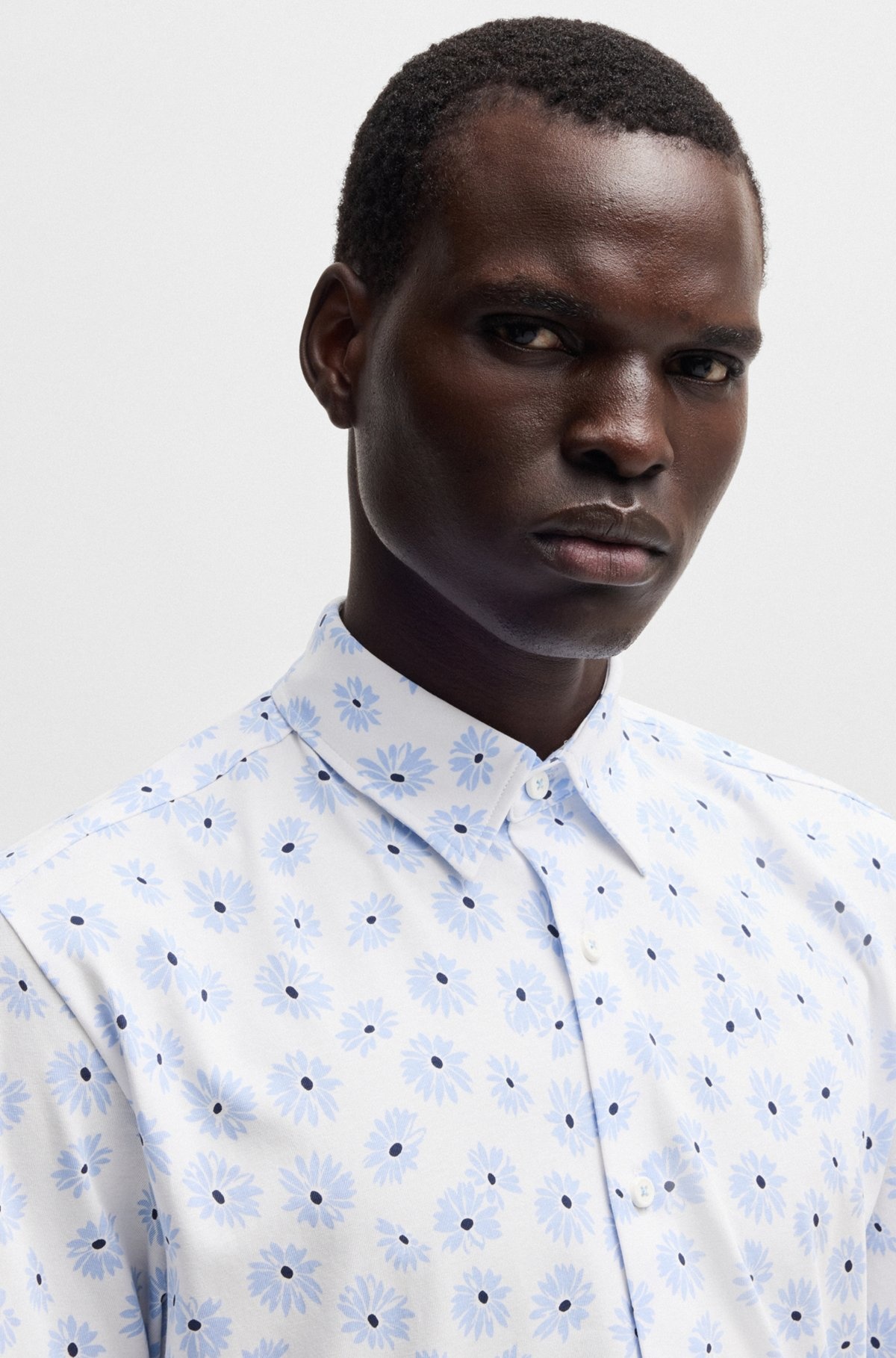 SLIM-FIT SHIRT IN A FLORAL-PRINT COTTON BLEND - 3