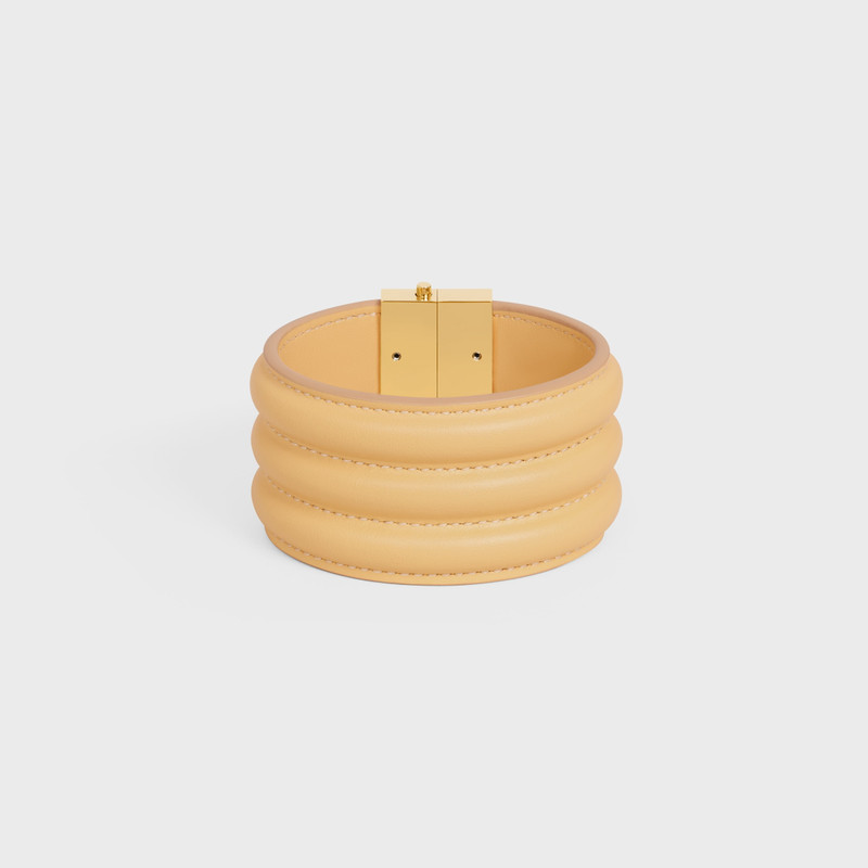 Les Cuirs Celine Large Bracelet in Calfskin and Brass with Gold Finish 3
