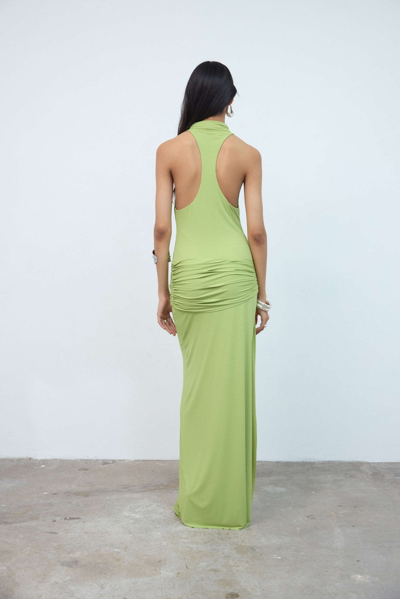 De La Vali AIDANA MAXI DRESS IN GREEN SPANDEX JERSEY outlook