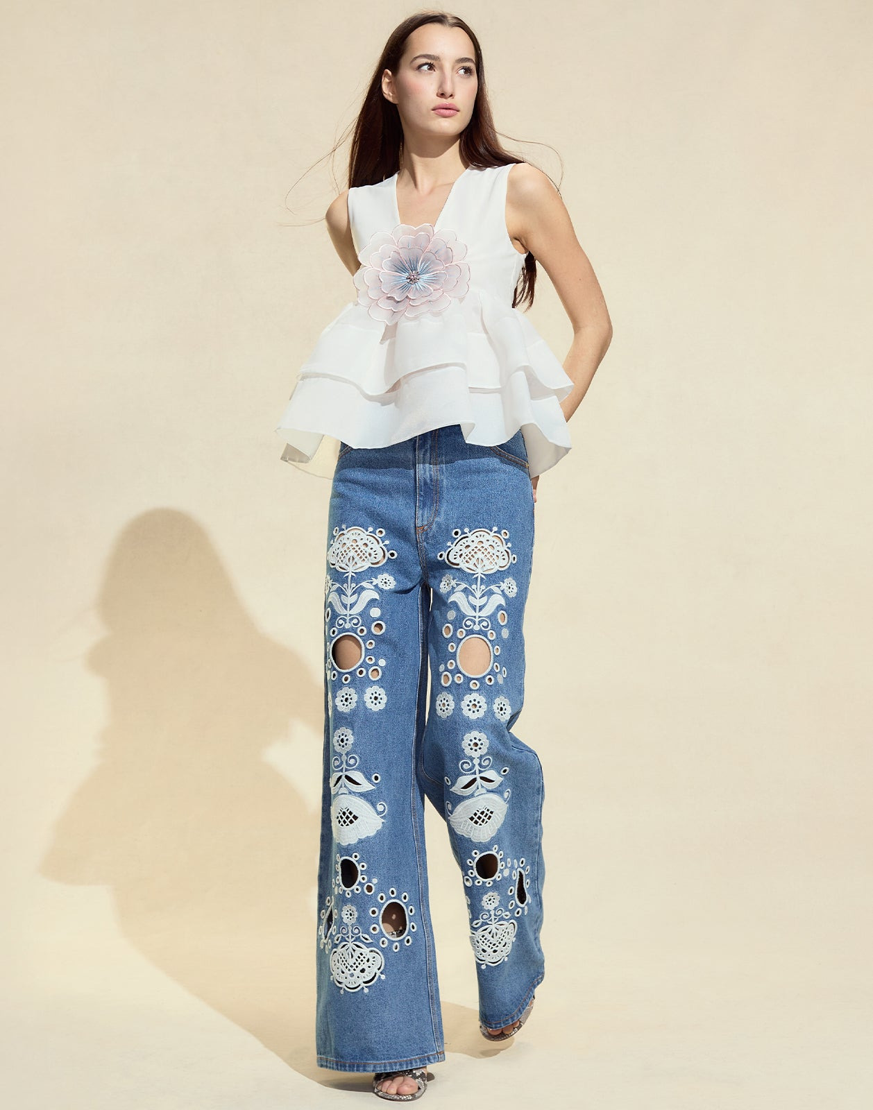 Embroidered Wide-leg Jean - 3
